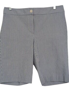 Talbots Seersucker Shorts Womens Size 6 Blue Stripe Bermuda Cotton Stretch Prepp